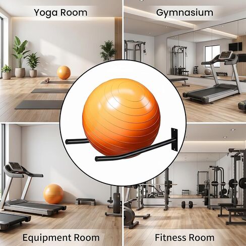 4Pcs Wall Mount Exercise Ball Holder, Heavy Duty Ball Holder Wall Mount, Metal Yoga Ball Rack for Stability Balls, Yoga Mats, Gym, Garage, Home Storage, Black in Kuwait