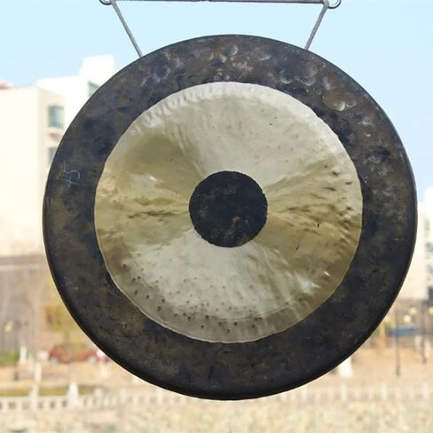 غونغ البرونزي الصيني، مظهر تقليدي وكبار السن، جودة غسيل متلألئة جميلة، لليوجا والتأمل العلاجي الصوتي، في الهواء الطلق، الفناء، المنزل (16 بوصة) in Kuwait