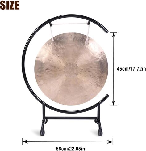 Chinese Percussion Instrument Copper Gong on High C Stand, Polished Bronze Gong with Stand for Mindfulness Spiritual Practice, Chinese Percussion Instrument Brass Gongs for Home Office in Kuwait