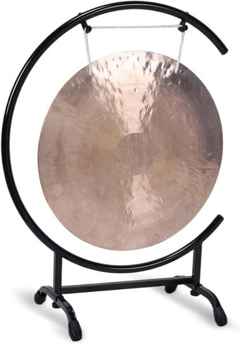 Chinese Percussion Instrument Copper Gong on High C Stand, Polished Bronze Gong with Stand for Mindfulness Spiritual Practice, Chinese Percussion Instrument Brass Gongs for Home Office in Kuwait