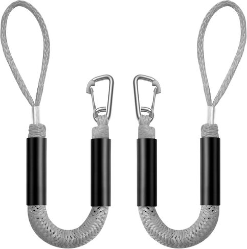 Bungee Dock Line with Hook for Boats 2FT 2 Pack, Stretchable Boat Dock Lines with Built-in Bungee Cord & Foam Floats, Quick Dock Rope for Jet Ski Pontoon Kayak PWC (Black, 2 Feet) in Kuwait
