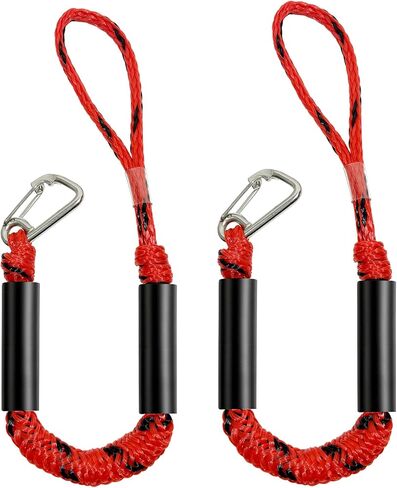 Bungee Dock Line with Hook for Boats 2FT 2 Pack, Stretchable Boat Dock Lines with Built-in Bungee Cord & Foam Floats, Quick Dock Rope for Jet Ski Pontoon Kayak PWC (Black, 2 Feet) in Kuwait