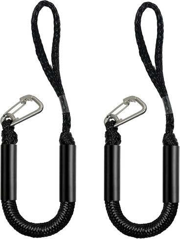 Bungee Dock Line with Hook for Boats 2FT 2 Pack, Stretchable Boat Dock Lines with Built-in Bungee Cord & Foam Floats, Quick Dock Rope for Jet Ski Pontoon Kayak PWC (Black, 2 Feet) in Kuwait