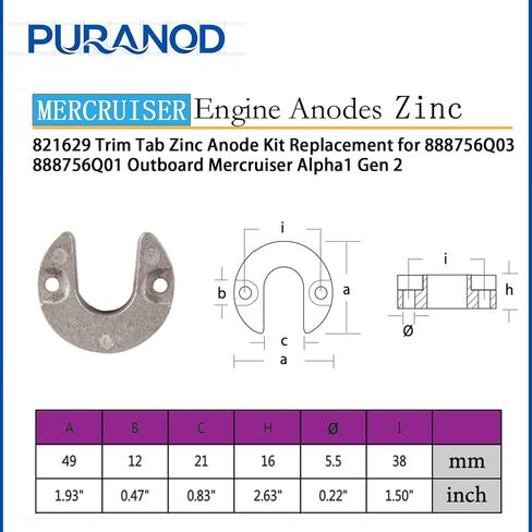 762145 806105 821629 821631 806189 Trim Tab Zinc Anode Kit Replacement for 888756Q03 888756Q01 Outboard Mercruiser Alpha 1 Gen 2 in Saudi Arabia
