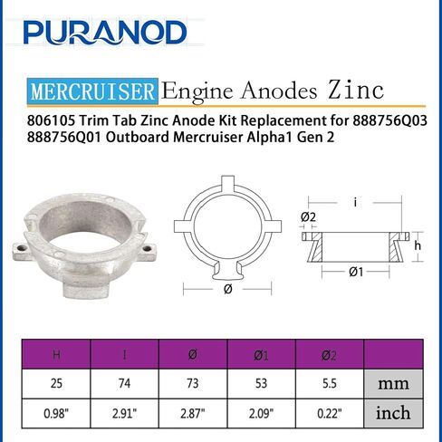 762145 806105 821629 821631 806189 Trim Tab Zinc Anode Kit Replacement for 888756Q03 888756Q01 Outboard Mercruiser Alpha 1 Gen 2 in Saudi Arabia