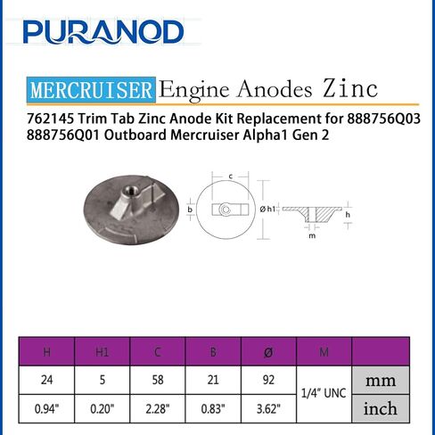 762145 806105 821629 821631 806189 Trim Tab Zinc Anode Kit Replacement for 888756Q03 888756Q01 Outboard Mercruiser Alpha 1 Gen 2 in Saudi Arabia