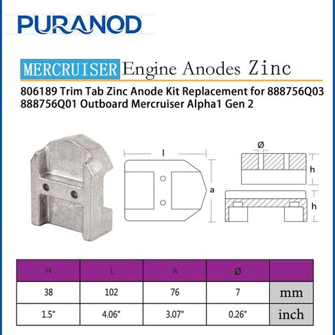 762145 806105 821629 821631 806189 Trim Tab Zinc Anode Kit Replacement for 888756Q03 888756Q01 Outboard Mercruiser Alpha 1 Gen 2 in Saudi Arabia