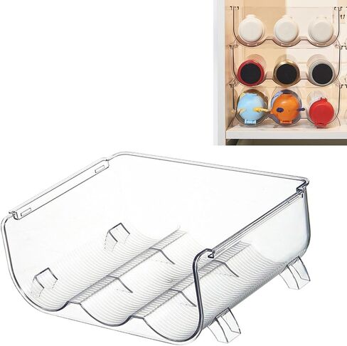 Cosiki Water Bottle Organizer, Transparent Stackable 3 Slots Desktop Holder Rack, Bottle Storage Rack with Secure Hold, Ideal for Kitchen, Office & Cabinet in Kuwait