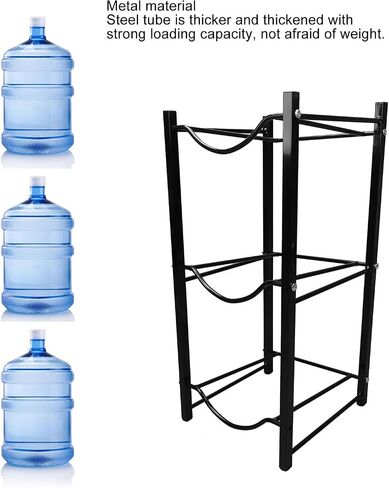 Sorandy Water Bottle Holder Rack, Heavy Duty Metal Stand with 2 Layer Storage Shelves, Space Saving Water Cooler Jug Organizer for Home Office in Kuwait