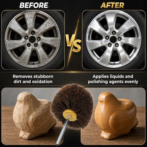 4" Horsehair Polishing Wheel for Drill Drill Brush for Car Detailing Shoe & Leather Buffer Attachment Leather Burnishing Tool Soft Bristle Brush for Boots Car Interior Cars Wheel Wood Care Furniture in Kuwait