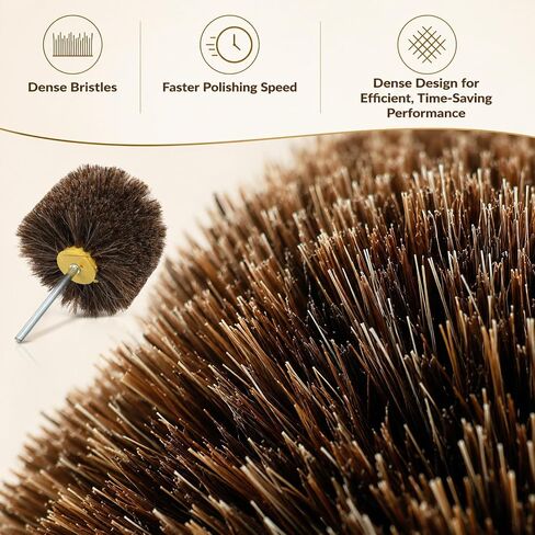4" Horsehair Polishing Wheel for Drill Drill Brush for Car Detailing Shoe & Leather Buffer Attachment Leather Burnishing Tool Soft Bristle Brush for Boots Car Interior Cars Wheel Wood Care Furniture in Kuwait