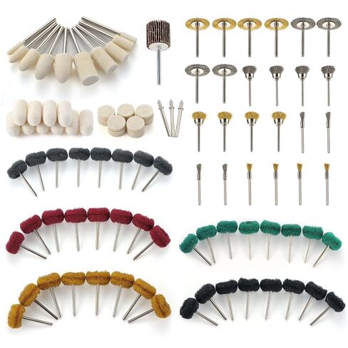103 PCS Polishing Kit Compatible with Dremel Tools, 1" Mini Wire Brush Bits for Rotary Tool Accessories, Abrasive Buffing Wheels 120-800 Grit, 1/8 in Shank, Small Sanding Kit for Metal, Resin, Wood in Kuwait