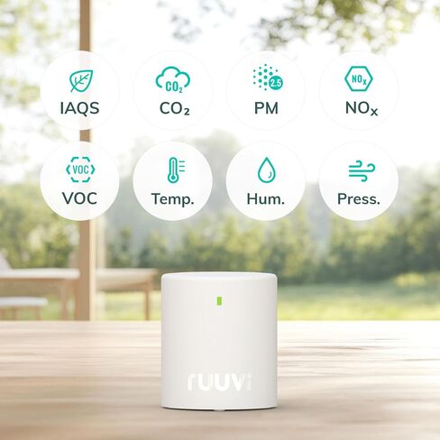 RuuviAir: Wireless Indoor Air Quality Monitor for Home and Office (PM, CO₂, NOx index, VOC index, temperature, air humidity, air pressure and combined Ruuvi Indoor Air Quality Score). No subscription. in Kuwait