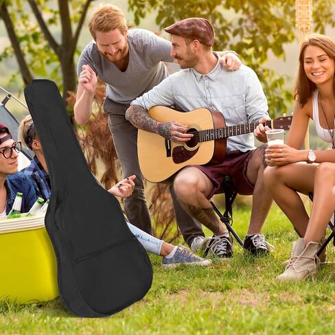 Kisangel Acoustic Guitar Gig Bag, Waterproof Soft Case with Adjustable Shoulder Strap, Portable Black Carrying Bag with Zippered Pocket for Musical Instruments in Kuwait