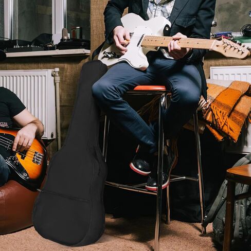 Kisangel Acoustic Guitar Gig Bag, Waterproof Soft Case with Adjustable Shoulder Strap, Portable Black Carrying Bag with Zippered Pocket for Musical Instruments in Kuwait