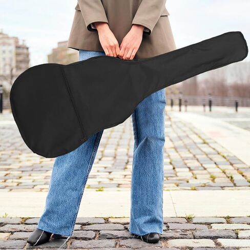 Kisangel Acoustic Guitar Gig Bag, Waterproof Soft Case with Adjustable Shoulder Strap, Portable Black Carrying Bag with Zippered Pocket for Musical Instruments in Kuwait