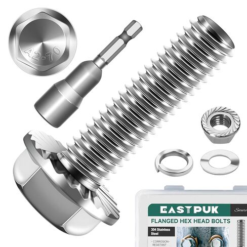 10Sets M8-1.25 x 16mm Flanged Hex Head Bolts, External Flange Hex Screws, Grade 10.9 Steel Black Zinc M8 Bolts with Nuts and Washers, Full Threaded for Pump, Fix Car, DIY Project in Kuwait