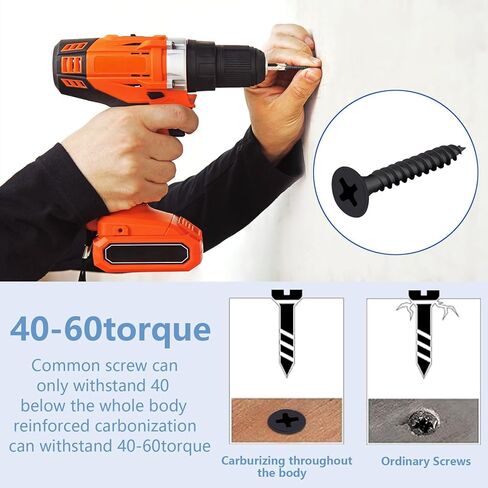 8#x 1-1/2" inche 270 PCS, self Tapping Screws, Phillips Flat Head Dark Grey self Tapping Screws, high Strength Carbon Steel Wood Screws, Phosphate Coated Screws, YLUZS in Kuwait