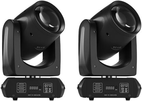 MINGJIE 160W Moving Head DJ Lights, 18-Facet Prism Stage Lighting with 12 Gobos & 15 Colors, DMX Sound Activated LED Beam Spot for Wedding, Bar, Party, Club, Stage Show (1PACK=2PCS) in Kuwait