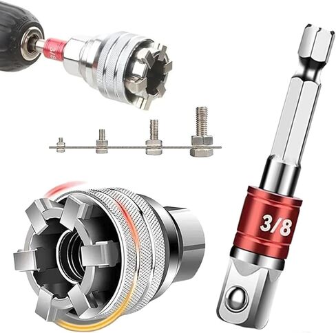 Multi-Function Universal Socket Wrench Tool - 10mm-19mm Adjustable Multi-Function Socket for 3/8" Drive Ratchet, Torque Wrench and Power Drill, Universal Socket Tool with Power Drill Adapter in Kuwait