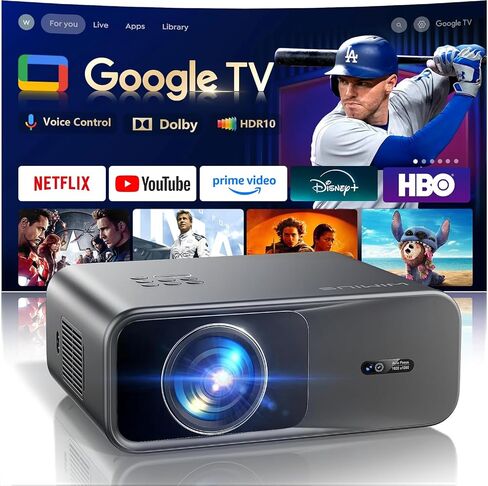 [Google TV الرسمي] Smart-Outdoor-Projector 4K مدعوم ، مسرح منزلي مع Wi-Fi 6 & Bluetooth ، Movie Proyector مع Dolby لـ Wimius G1 الداخلي والخارجية (Gray ، Standard) in Kuwait