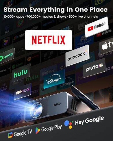 [Google TV الرسمي] Smart-Outdoor-Projector 4K مدعوم ، مسرح منزلي مع Wi-Fi 6 & Bluetooth ، Movie Proyector مع Dolby لـ Wimius G1 الداخلي والخارجية (Gray ، Standard) in Kuwait