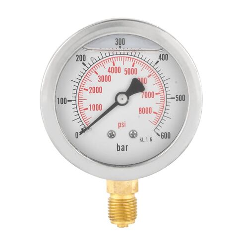 HUIOP 63mmDialHydraulicWaterPressure Meter, 0-600Bar / 0-8500Psi, MetalOuter, ClearNumberMarkings, MiniSize, ConvenienttoCarry, Pressuremeasuringtoolwiths in Kuwait