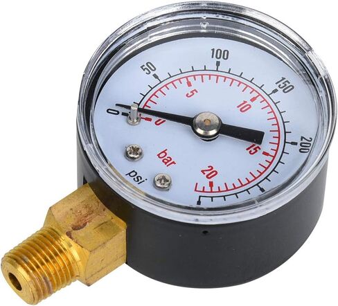 HUIOP 1/8 BSPT Pressure Pointer Type Dual Scale Without Battery, Clear Numeral Readings, Metal Outer Protection, Good Airtightness Guarantee, 6x4x2.5cm Size, 60g Weight (0-100psi,0-7bar) in Kuwait