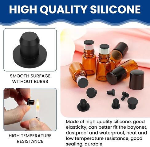 60 Pcs Silicone Hole Plug, 6 Sizes Black Solid Round Waterproof Stoppers, High Temp Flexible T-Shaped End Covers for 4-9.5mm Holes in Bottles, Pipes, Flower Pots & More in Kuwait