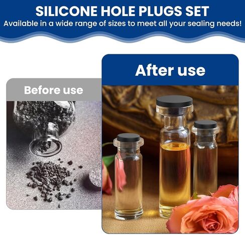 60 Pcs Silicone Hole Plug, 6 Sizes Black Solid Round Waterproof Stoppers, High Temp Flexible T-Shaped End Covers for 4-9.5mm Holes in Bottles, Pipes, Flower Pots & More in Kuwait
