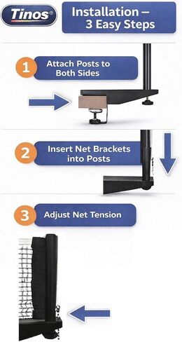 Tinos Premium Quality Ping Pong Net & Post | Tension and Height Adjustment | Heavy Duty Table Tennis net & Post Set in Saudi Arabia