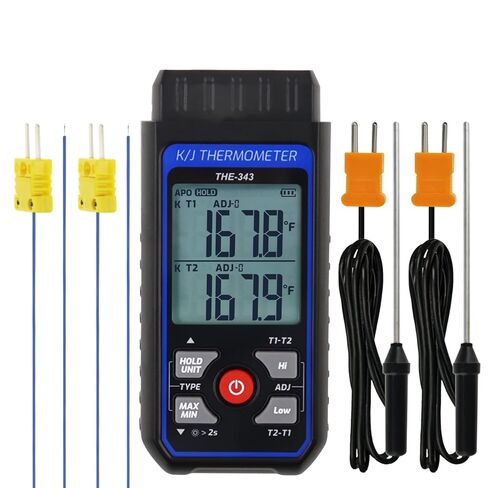 ميزان الحرارة الرقمي من النوع K مع 4 مزدوجات حرارية و2 قطعة من النوع K-Type Clamp Probe مشبك درجة الحرارة الحراري، كابل طويل 33 بوصة in Kuwait