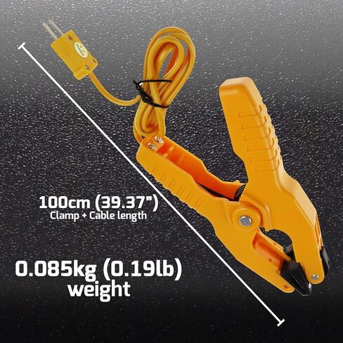 ميزان الحرارة الرقمي من النوع K مع 4 مزدوجات حرارية و2 قطعة من النوع K-Type Clamp Probe مشبك درجة الحرارة الحراري، كابل طويل 33 بوصة in Kuwait