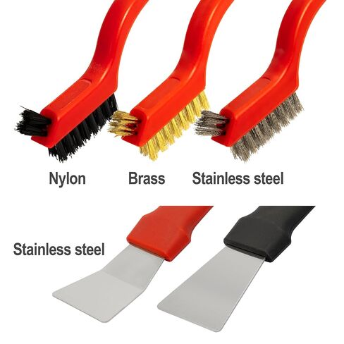 Generic 5Pcs Wire Brush and Scraper Set, Stainless Steel, Brass, Nylon Bristles, 3 Large Brushes, 2 Scrapers, Effortless Handling, Versatile Cleaning, Rust, Paint, Grease Removal in Kuwait