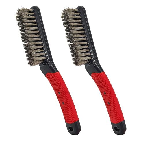 2-Pack Heavy Duty Large Wire Brush, Stainless Steel Scratch Brushes for Aggressive Cleaning, Rust, Paint Removal, Grill, Kitchen, Auto, DIY with Non-Slip Handle in Kuwait