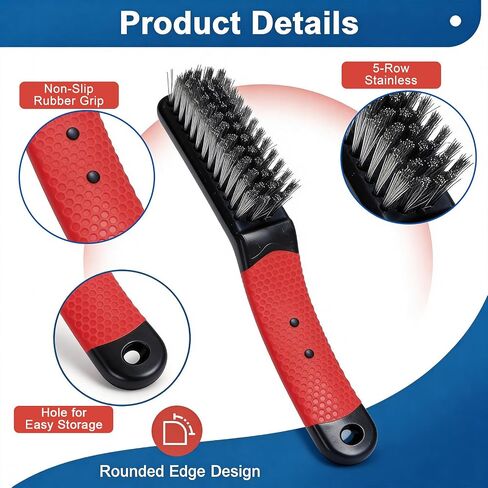 2-Pack Heavy Duty Large Wire Brush, Stainless Steel Scratch Brushes for Aggressive Cleaning, Rust, Paint Removal, Grill, Kitchen, Auto, DIY with Non-Slip Handle in Kuwait
