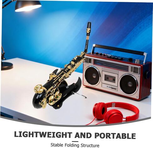 Universal Foldable Saxophone Stand for Alto, Tenor, and Soprano Sax with Non-slip Padded Arms, Portable Metal Holder Rack for Travel and Woodwind Instruments in Kuwait