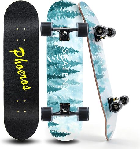 PHOEROS Complete Skateboards- Standard Skateboards for Beginners Kids Boys Girls Teenager- 31''x 10''Canadian Maple Cruiser Pro Skate Board, Skateboards in Kuwait