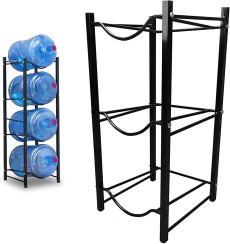 Metal Water Bottle Stand, Sturdy Construction 3 Tier Water Dispenser Rack for Home Office, Space Saving Bottles Storage Solution in Kuwait