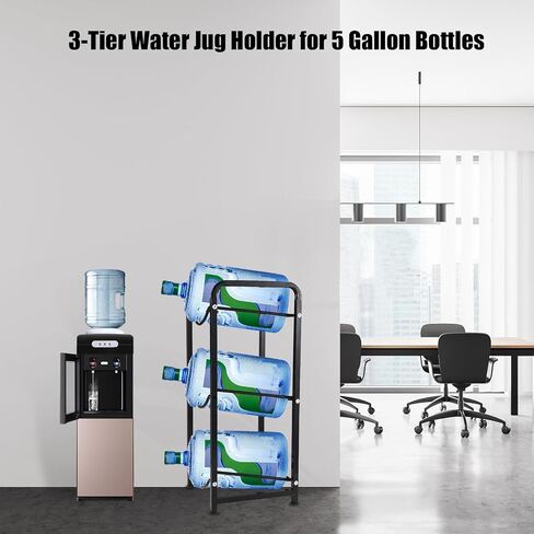 Ymiko 3-Tier Water Cooler Jug Rack Heavy Duty 5 Gallon Water Bottle Holder 5 Gallon Storage Rack Bottle Stand with Rubber Pads Floor Protection for Home K in Kuwait