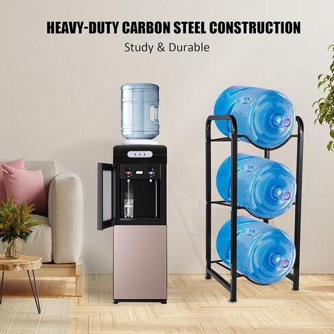 Ymiko 3-Tier Water Cooler Jug Rack Heavy Duty 5 Gallon Water Bottle Holder 5 Gallon Storage Rack Bottle Stand with Rubber Pads Floor Protection for Home K in Kuwait
