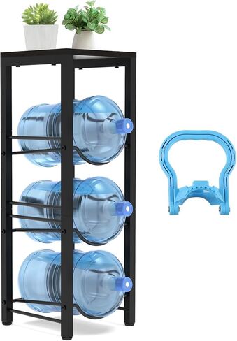 Semoprus 5 Gallon Water Jug Holder Stand, Water Bottle Holder Storage Rack (3 Tiers) for Home, Office and Storage, Black in Kuwait