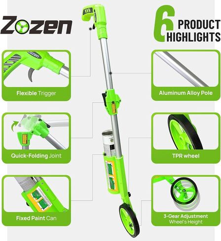 عصا طلاء علامات zozen 2.0، قابلة للطي/مع حقيبة حمل/عرض الخط قابل للتعديل، تعمل عصي الطلاء مع طلاء رش مقلوب للدفع الجانبي. للأغراض الصناعية، والمجالات الرياضية، ومواقف السيارات، ووضع علامات على المرافق in Kuwait