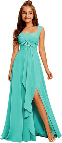 MRHUSH Junior Bridesmaid Dresses Chiffon Flower Girl Dress Side Silt Prom Dresses for Teen Girls Formal Dress A Line in Saudi Arabia