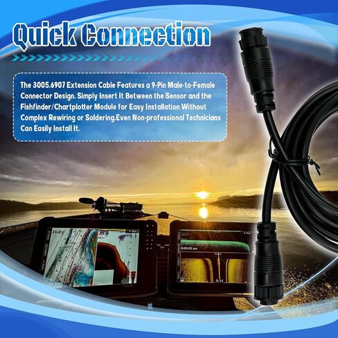 كابل تمديد محول 3005.6907 بطول 10 أقدام و9 دبابيس متوافق مع محول Lowrance LSS-1 وLSS-2 StructureScan، مناسب لمحولات LSS-HD وxSonic HDI وForwardScan وTotalScan، استبدل # 00000099006 in Kuwait