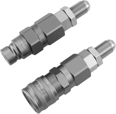 1/2" ISO 16028 Flat Face Hydraulic Quick Connect Couplers with 1/2" JIC (#8) Bulkhead Thread, Heavy Duty Hydraulic Coupling Set Compatible with Bobcat Case New Holland Skid Steer Loader in Kuwait
