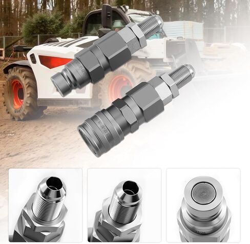 1/2" ISO 16028 Flat Face Hydraulic Quick Connect Couplers with 1/2" JIC (#8) Bulkhead Thread, Heavy Duty Hydraulic Coupling Set Compatible with Bobcat Case New Holland Skid Steer Loader in Kuwait