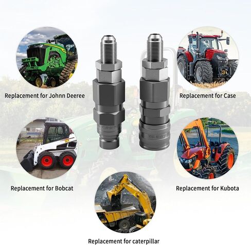 1/2" ISO 16028 Flat Face Hydraulic Quick Connect Couplers with 1/2" JIC (#8) Bulkhead Thread, Heavy Duty Hydraulic Coupling Set Compatible with Bobcat Case New Holland Skid Steer Loader in Kuwait