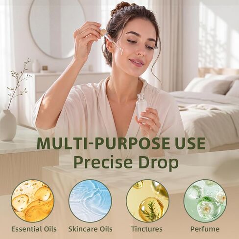 18 Pack 2 oz Frosted Glass Dropper Bottle Dropper Bottles with Funnels, Pipettes & Labels, Natural Bamboo Cap for Essential Oils, Colognes & Perfume, DIY Liquids, Skincare & Sample Storage in Kuwait