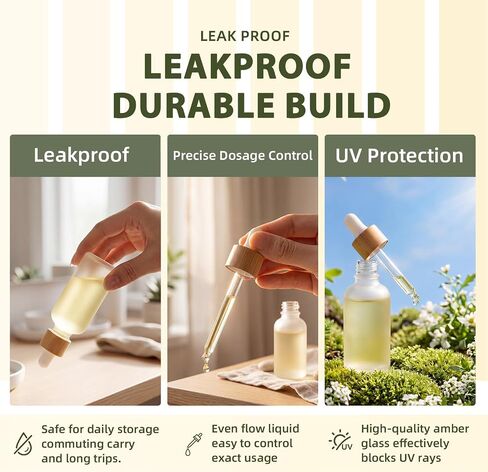 18 Pack 2 oz Frosted Glass Dropper Bottle Dropper Bottles with Funnels, Pipettes & Labels, Natural Bamboo Cap for Essential Oils, Colognes & Perfume, DIY Liquids, Skincare & Sample Storage in Kuwait